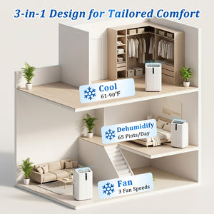 14000 BTU Smart Portable AC with APP Voice Control 47 dB for Rooms 750 Sq.Ft-White view 5