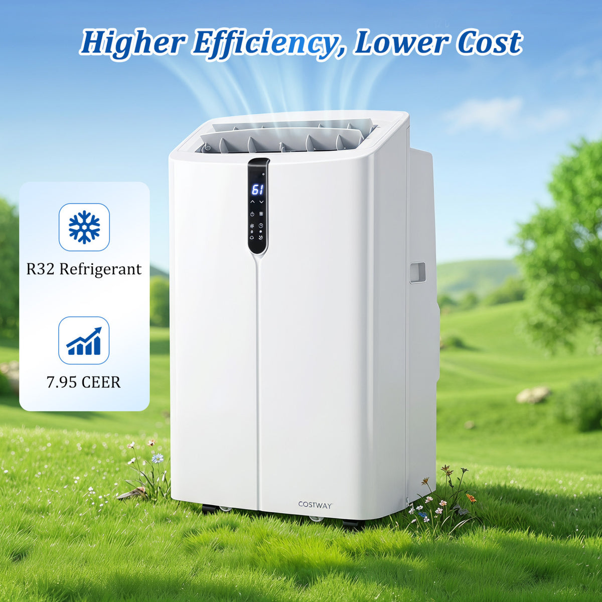 14000 BTU Smart Portable AC with APP Voice Control 47 dB for Rooms 750 Sq.Ft-White view 9