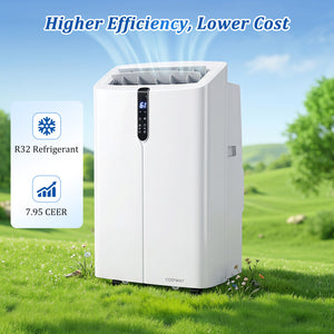 14000 BTU Smart Portable AC with APP Voice Control 47 dB for Rooms 750 Sq.Ft-White view 9