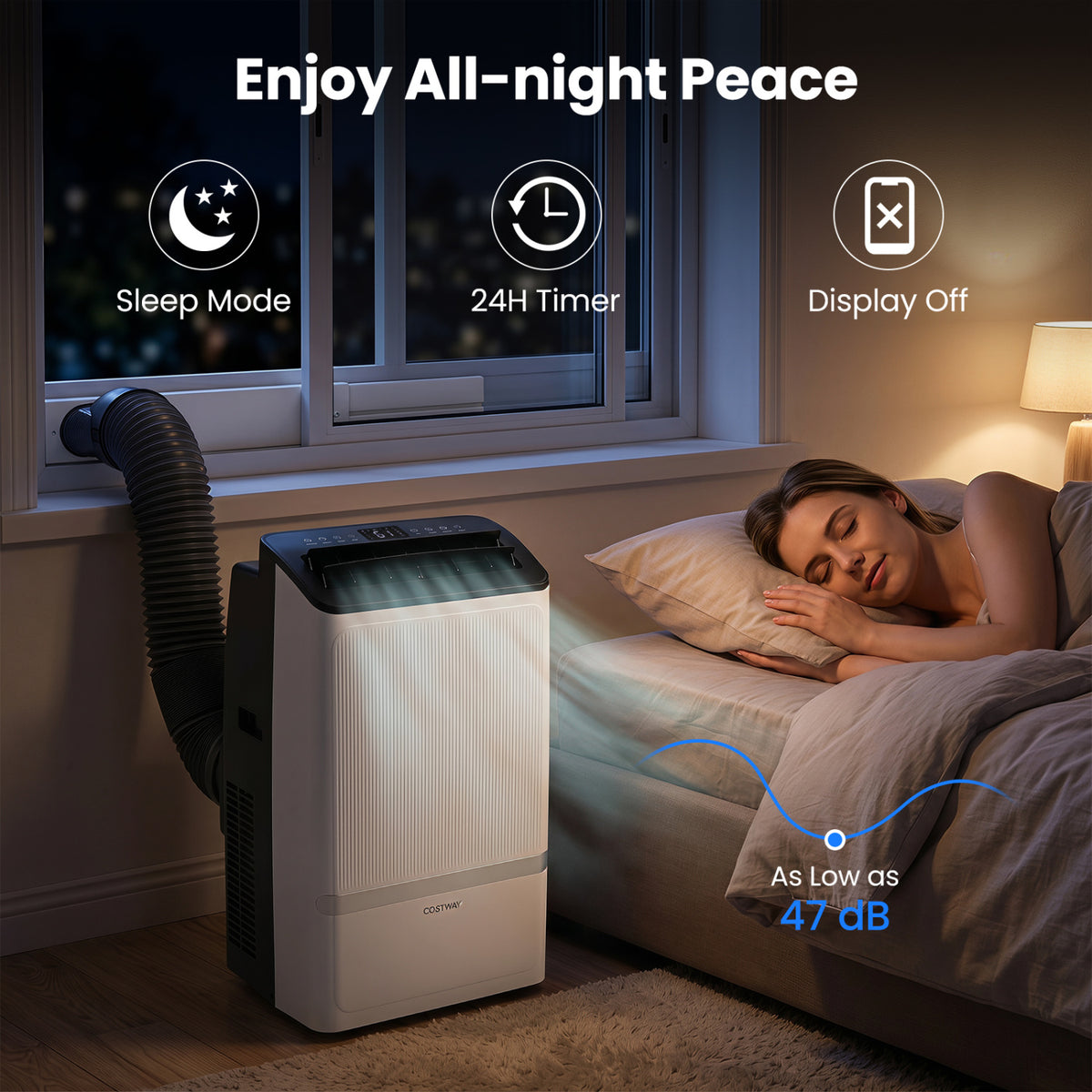 14000 BTU WiFi Enabled Portable Air Conditioner with Dehumidifier and 24H Timer-Black view 6