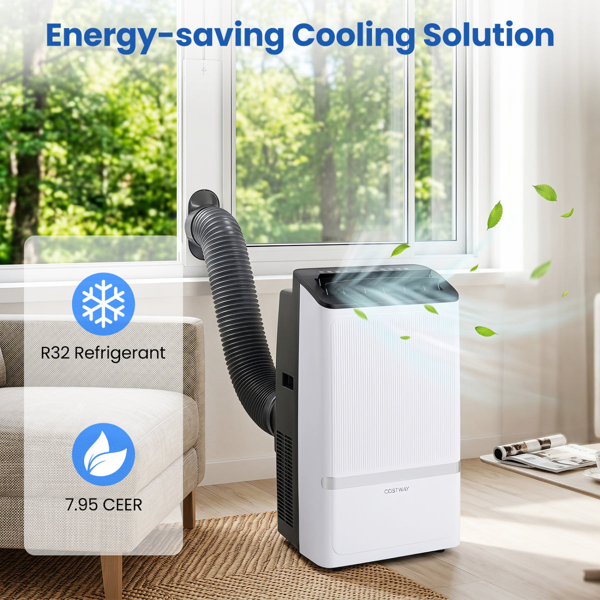 14000 BTU WiFi Enabled Portable Air Conditioner with Dehumidifier and 24H Timer-Black view 8