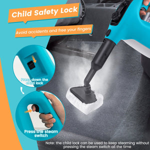 1400W Handheld Steam Cleaner with 14-Piece Accessory Kit and Child Lock-Blue view 7
