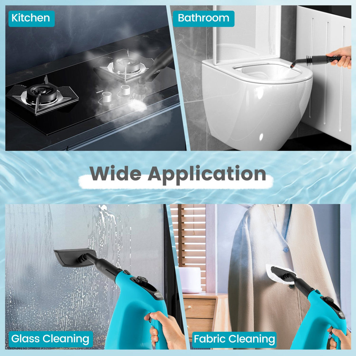 1400W Handheld Steam Cleaner with 14-Piece Accessory Kit and Child Lock-Blue view 9
