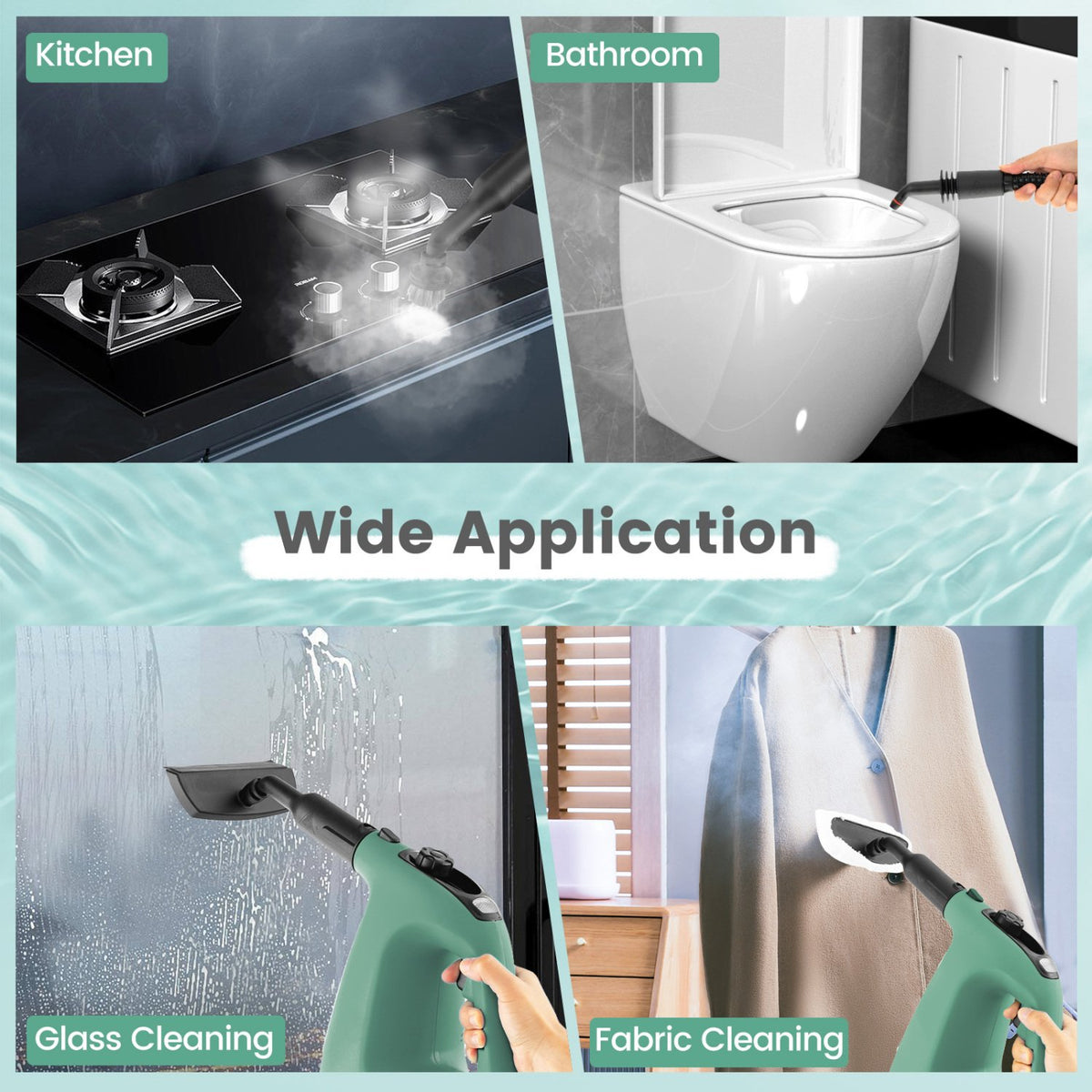 1400W Handheld Steam Cleaner with 14-Piece Accessory Kit and Child Lock-Green view 9