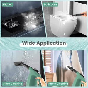 1400W Handheld Steam Cleaner with 14-Piece Accessory Kit and Child Lock-Green view 9