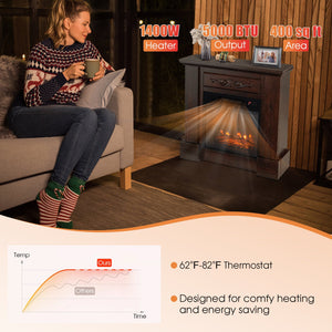 1400W TV Stand Electric Fireplace Mantel with Remote Control-Natural view 6