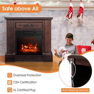 1400W TV Stand Electric Fireplace Mantel with Remote Control-Natural view 7