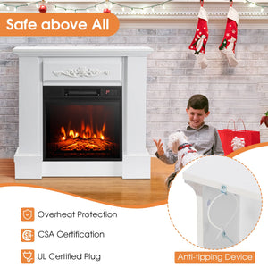 1400W TV Stand Electric Fireplace Mantel with Remote Control-White view 5