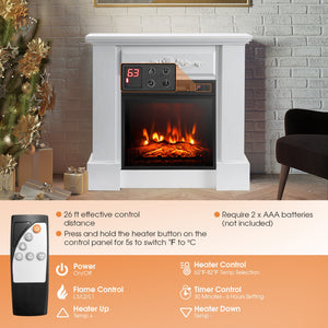 1400W TV Stand Electric Fireplace Mantel with Remote Control-White view 7
