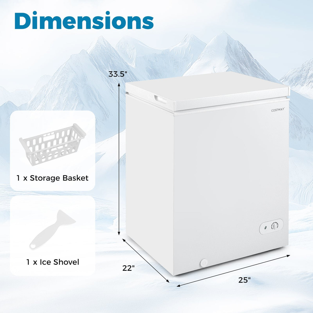 141 L/5 Cu.Ft Compact Chest Freezer with 7-Gear Adjustable Temperature-White view 4