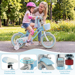 14 Inch Kids Bike Adjustable with Basket and Streamers Blue for Kids Aged 3-5 Years Old - Princess of the Sea Theme view 9