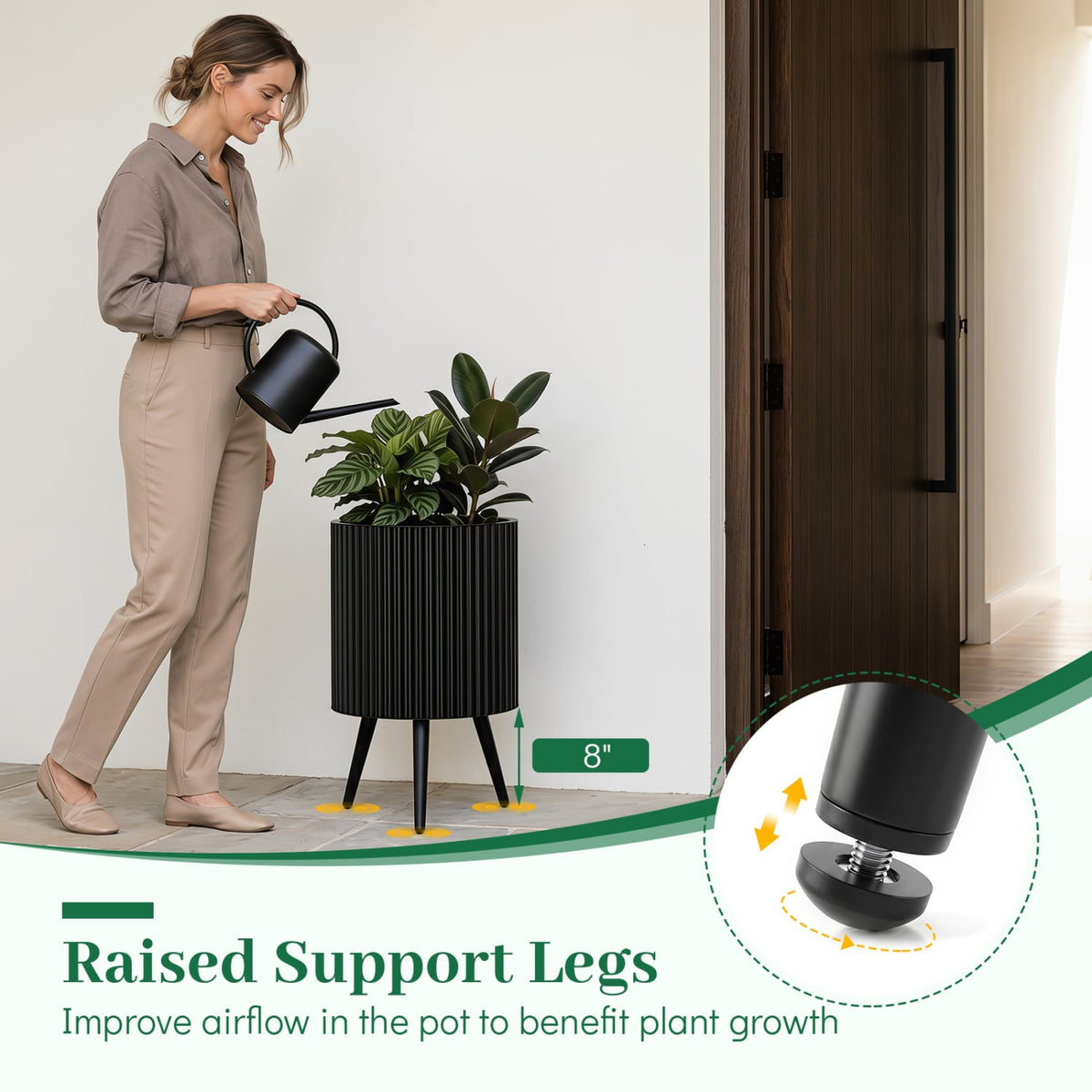 14 Inch Plant Pot with Stand and Tapered Legs for Garden view 9