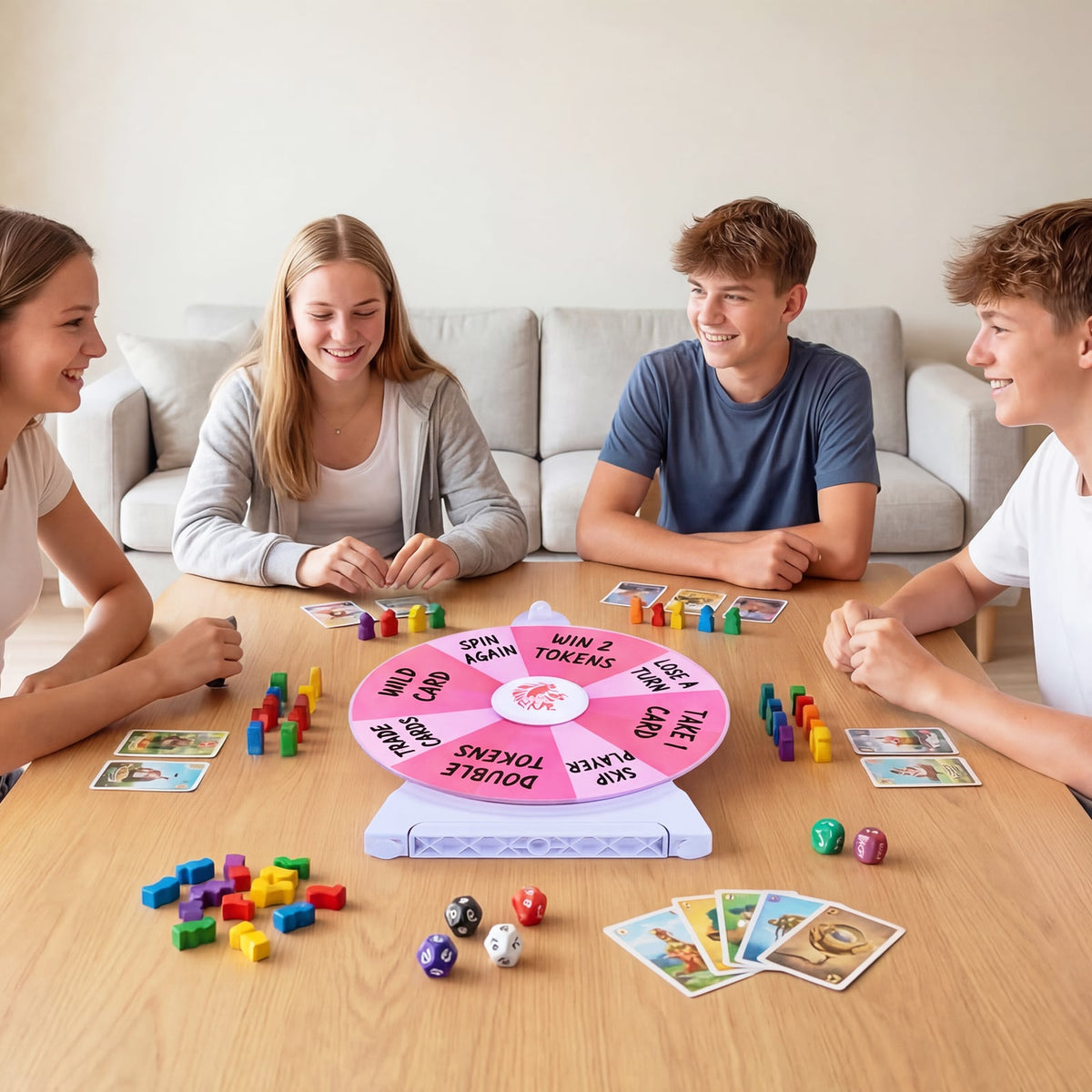 14 Slots Spin Wheel with Blackboard Marker-Pink view 2