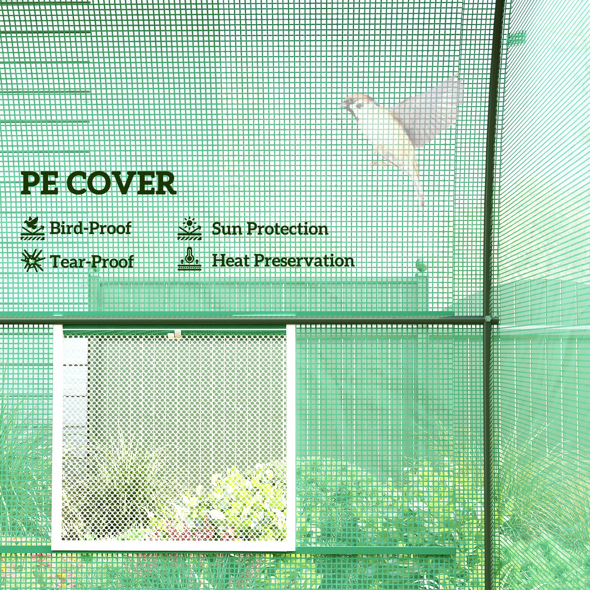 8'x6.6'x6.6' Heavy Duty Walk-in Greenhouse Garden Tunnel Hot House Outdoor Flower Vegetable Growth Warm House Roll Up Door, Windows, Steel
