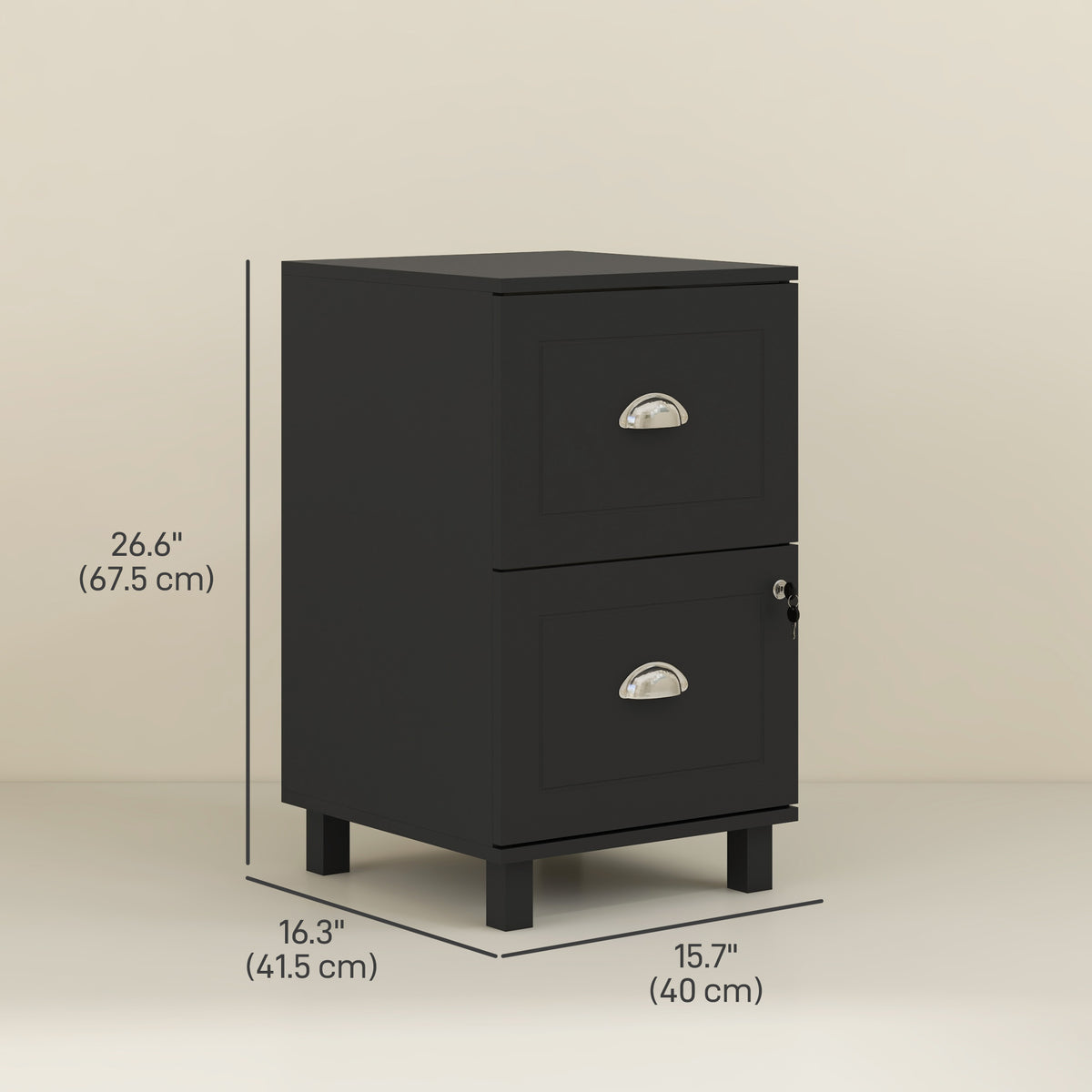 2-Drawer Small Filing Cabinet Lockable Home Office Storage Cabinet with Adjustable Hanging Bars for A4 – view 2