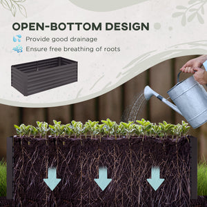 Galvanized Raised Garden Bed, Steel Outdoor Planters with Reinforced Rods, 71" x 35" x 23", Dark Grey