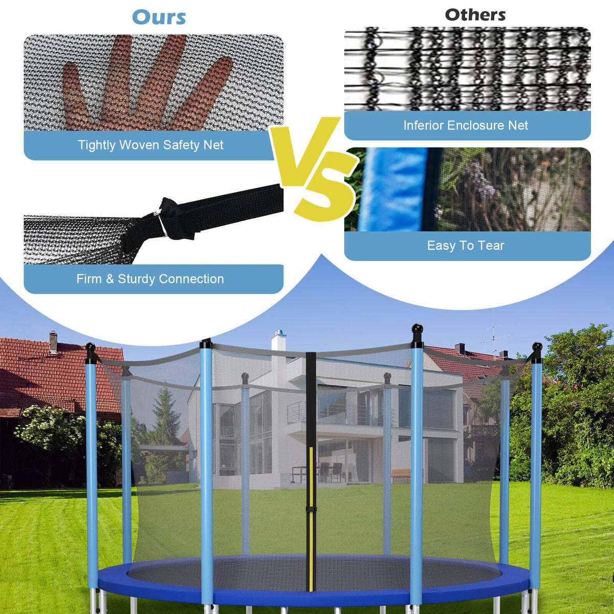 15/16 Feet Trampoline Replacement Safety Net with Adjustable Straps-16 ft view 9