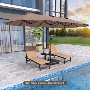 15.5 FT Extra-Large Patio Umbrella with LED Solar Lights and Crank Handle-Brown view 2