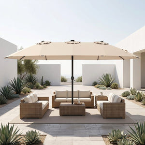 15.5FT Extra-Large Patio Umbrella 12 Reinforced Metal Ribs-Beige view 2