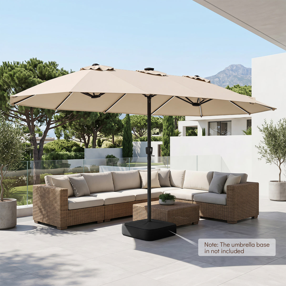 15.5FT Extra-Large Patio Umbrella 12 Reinforced Metal Ribs-Beige view 3