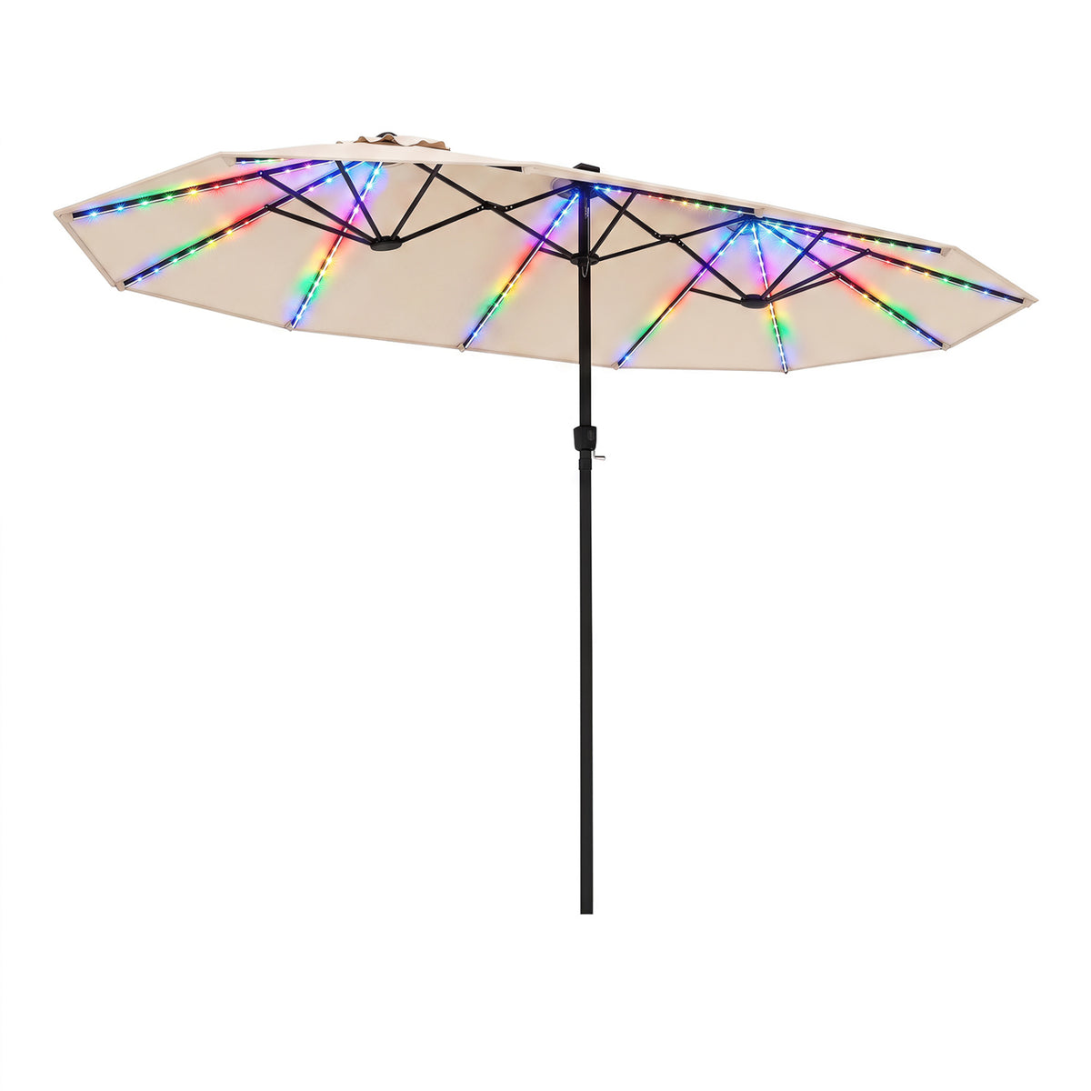 15.5FT Extra-Large Patio Umbrella 12 Reinforced Metal Ribs-Beige view 4
