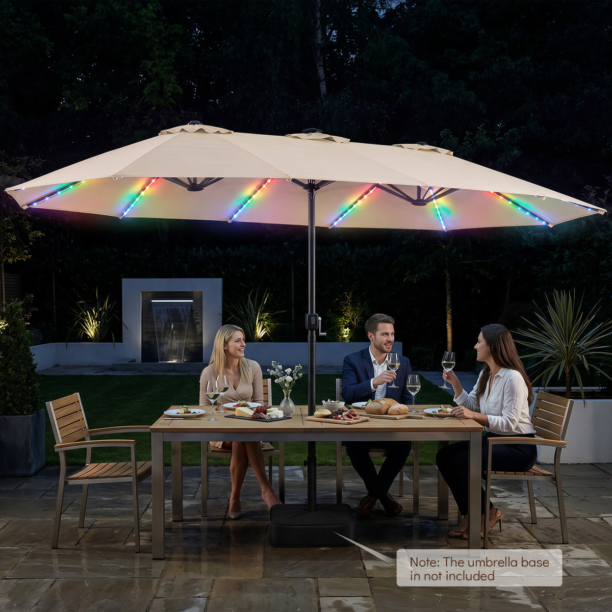 15.5FT Extra-Large Patio Umbrella 12 Reinforced Metal Ribs-Beige view 6