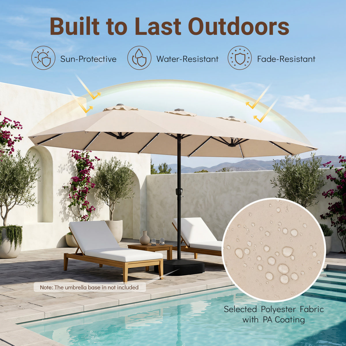 15.5FT Extra-Large Patio Umbrella 12 Reinforced Metal Ribs-Beige view 7