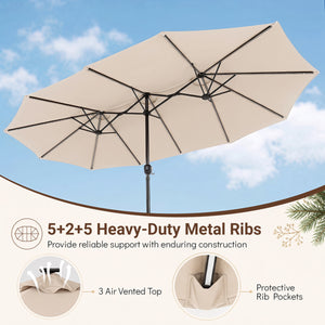 15.5FT Extra-Large Patio Umbrella 12 Reinforced Metal Ribs-Beige view 9