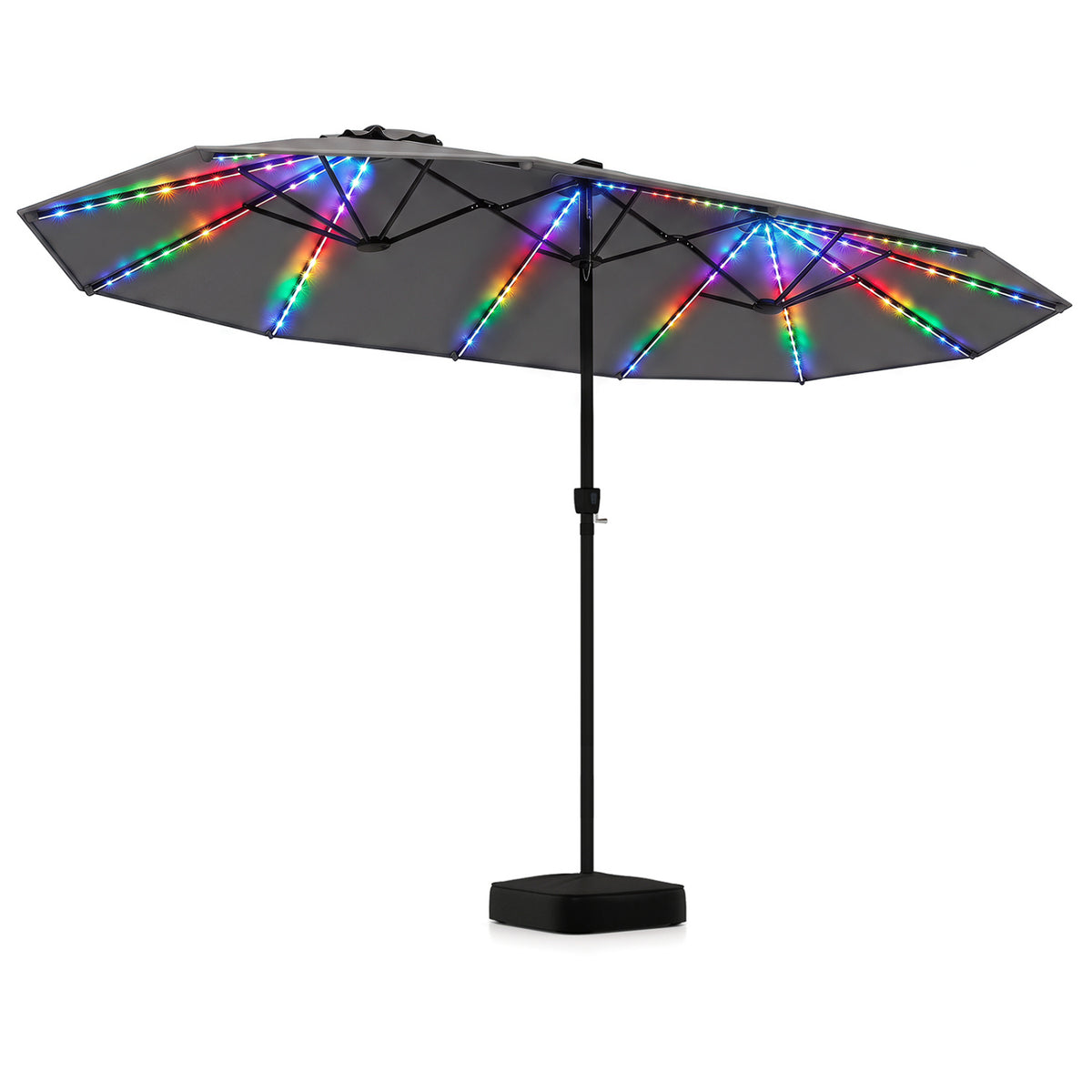 15.5FT Extra-Large Patio Umbrella with Base 12 Reinforced Ribs-Gray view 4