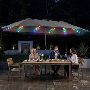 15.5FT Extra-Large Patio Umbrella with Base 12 Reinforced Ribs-Gray view 6