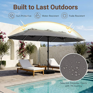 15.5FT Extra-Large Patio Umbrella with Base 12 Reinforced Ribs-Gray view 7