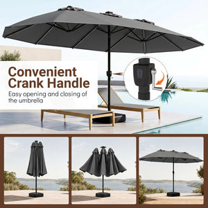 15.5FT Extra-Large Patio Umbrella with Base 12 Reinforced Ribs-Gray view 9