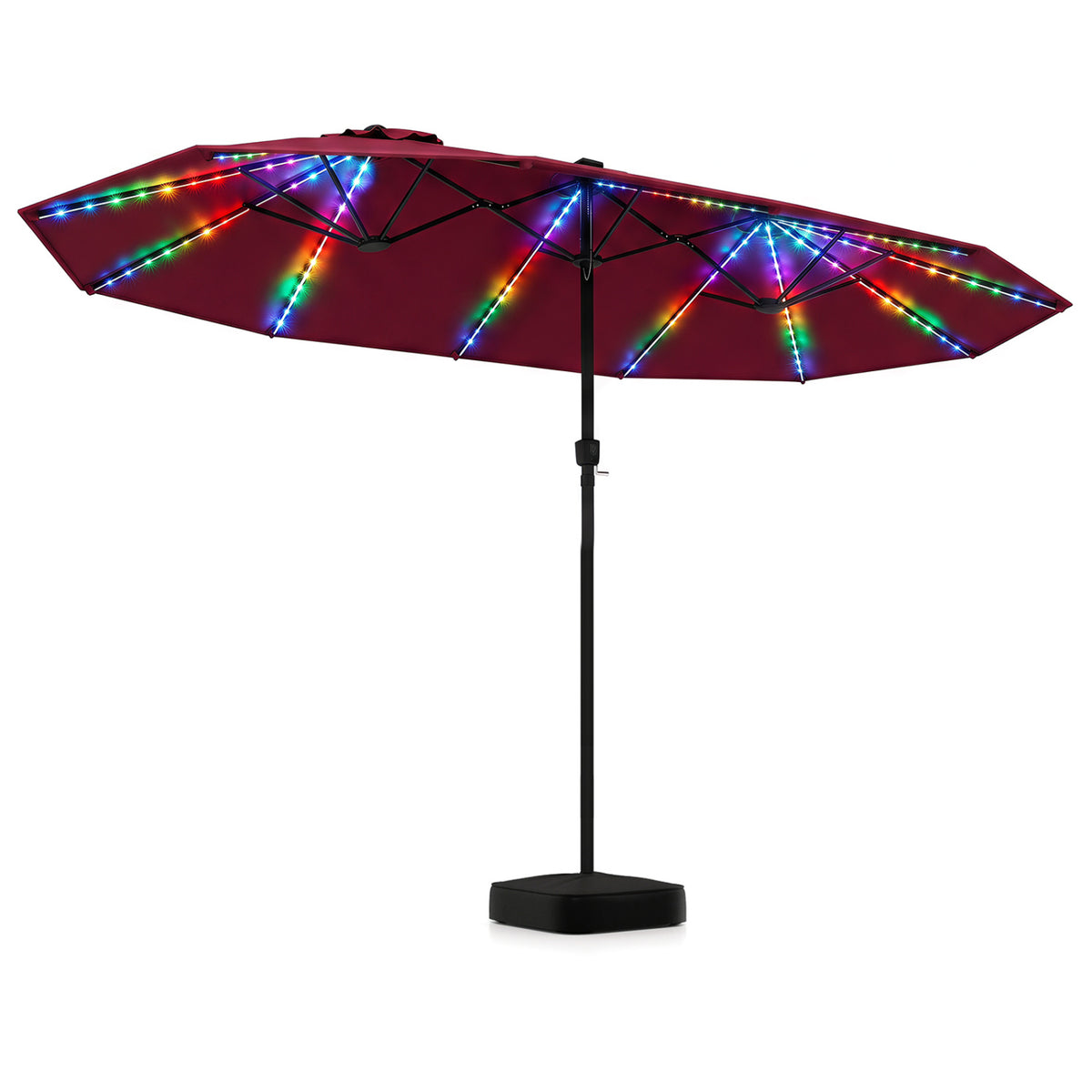 15.5FT Extra-Large Patio Umbrella with Base 12 Reinforced Ribs-Red view 4