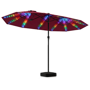 15.5FT Extra-Large Patio Umbrella with Base 12 Reinforced Ribs-Red view 4