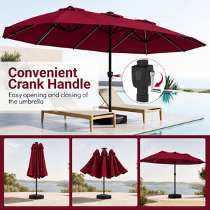 15.5FT Extra-Large Patio Umbrella with Base 12 Reinforced Ribs-Red view 9