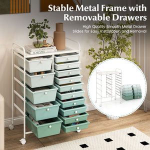15-Drawer Utility Rolling Cart with Drawers Multi-Use Storage-Lime Green view 6