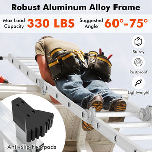 15 Feet Folding Aluminum Ladder with Safe Locking Hinge view 6