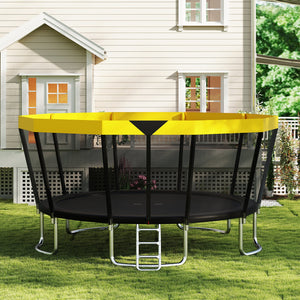 15 FT Outdoor Trampoline ASTM Compliant Recreational Trampoline with Non-Slip Ladder-Yellow view 3