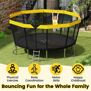 15 FT Outdoor Trampoline ASTM Compliant Recreational Trampoline with Non-Slip Ladder-Yellow view 7