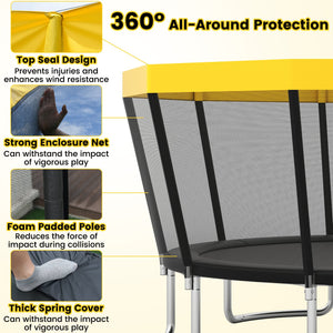 15 FT Outdoor Trampoline ASTM Compliant Recreational Trampoline with Non-Slip Ladder-Yellow view 9
