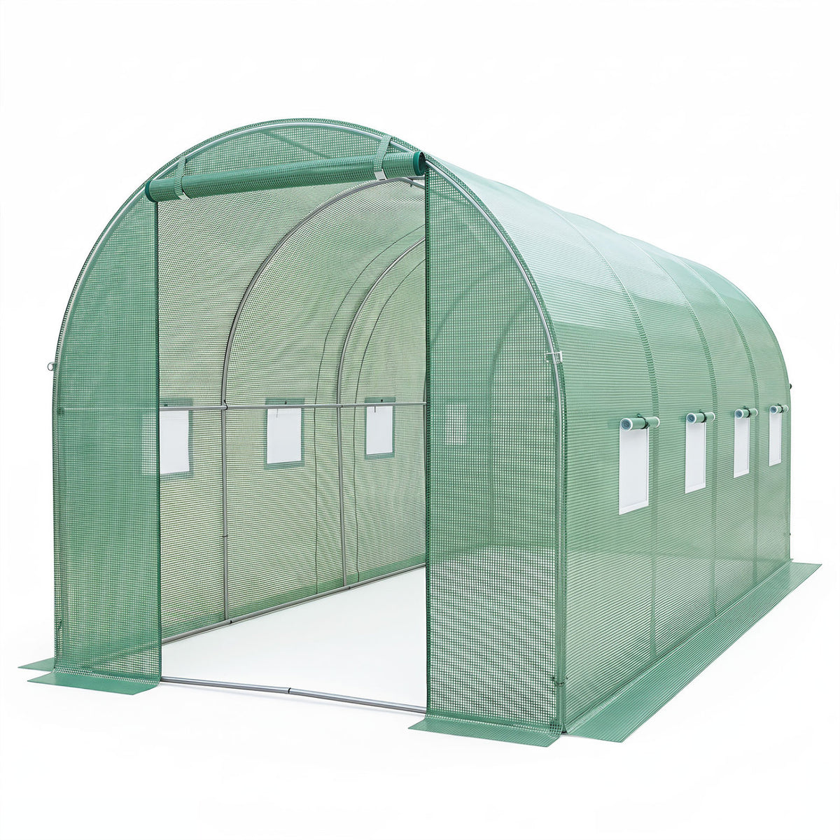 15 x 7 x 7 ft Walk-in Tunnel Greenhouse for Outdoors-Green