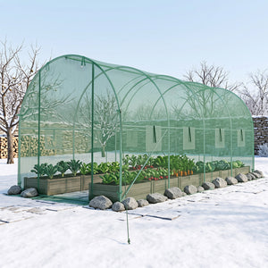 15 x 7 x 7 ft Walk-in Tunnel Greenhouse for Outdoors-Green view 2
