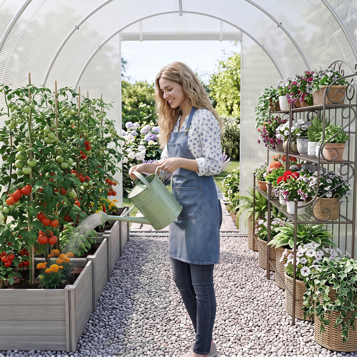 15 x 7 x 7 ft Walk-in Tunnel Greenhouse for Outdoors-White view 6