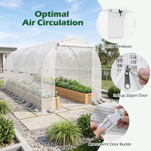 15 x 7 x 7 ft Walk-in Tunnel Greenhouse for Outdoors-White view 9