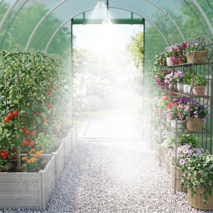 15 x 7 x 7 ft Walk-in Tunnel Greenhouse with Watering System-Green view 3
