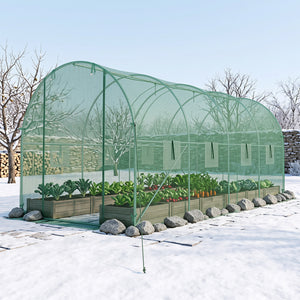 15 x 7 x 7 ft Walk-in Tunnel Greenhouse with Watering System-Green view 6