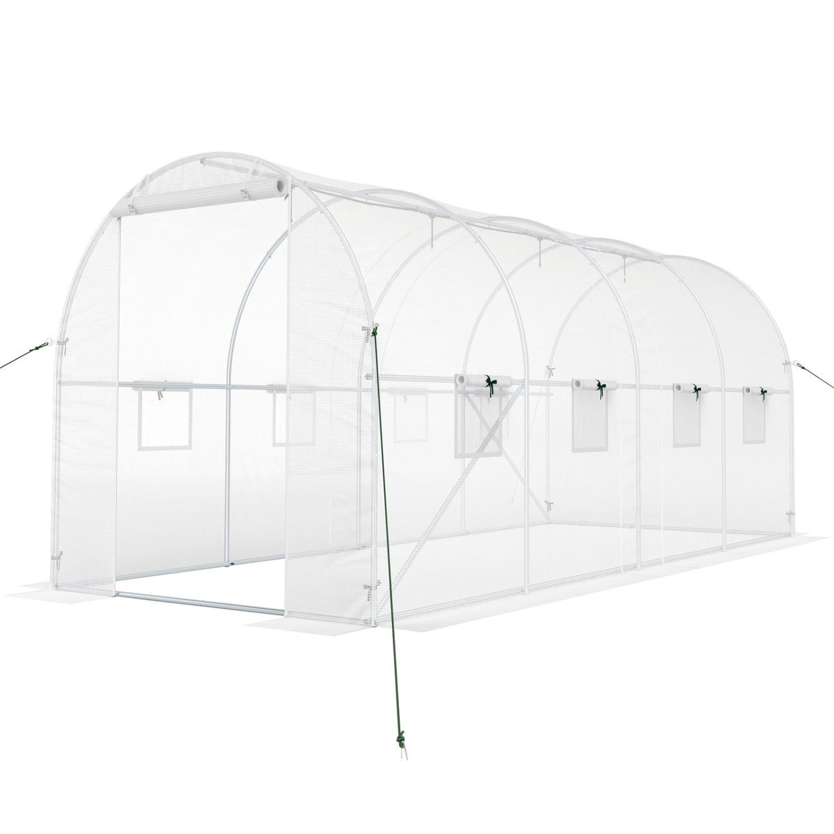 15 x 7 x 7 ft Walk-in Tunnel Greenhouse with Watering System-White