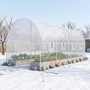 15 x 7 x 7 ft Walk-in Tunnel Greenhouse with Watering System-White view 3
