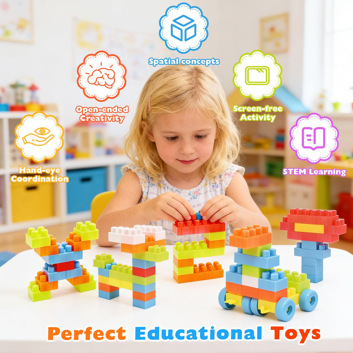 150 Pcs Toddler Building Blocks Toy STEM Montessori Early Learning Toys for 3+ year old view 8