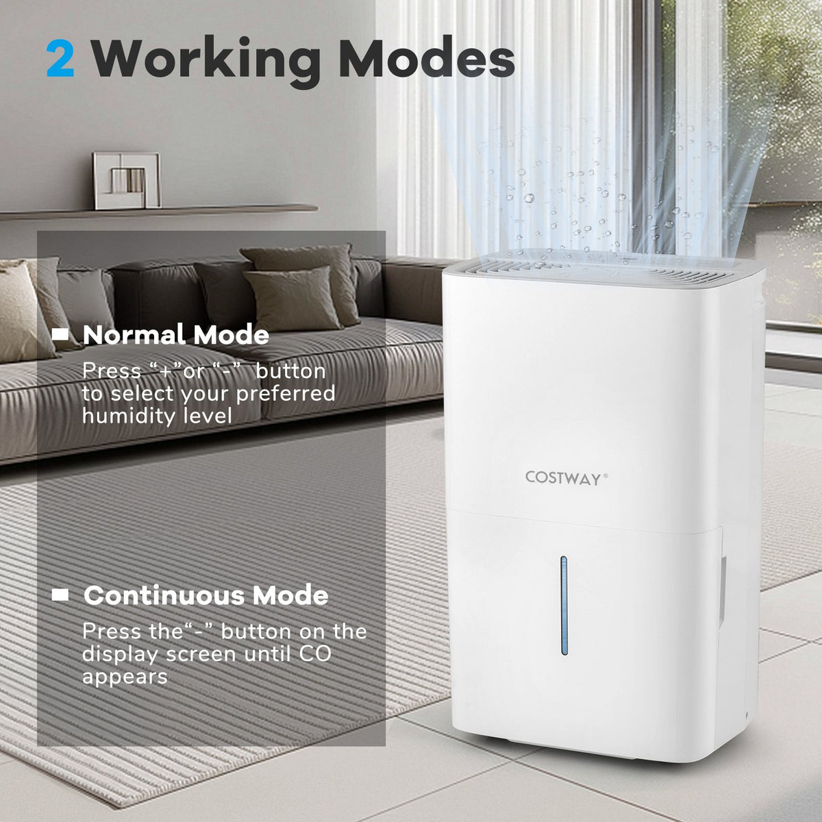 150 Pints Dehumidifier with 24H Timer and LED Display-White view 5